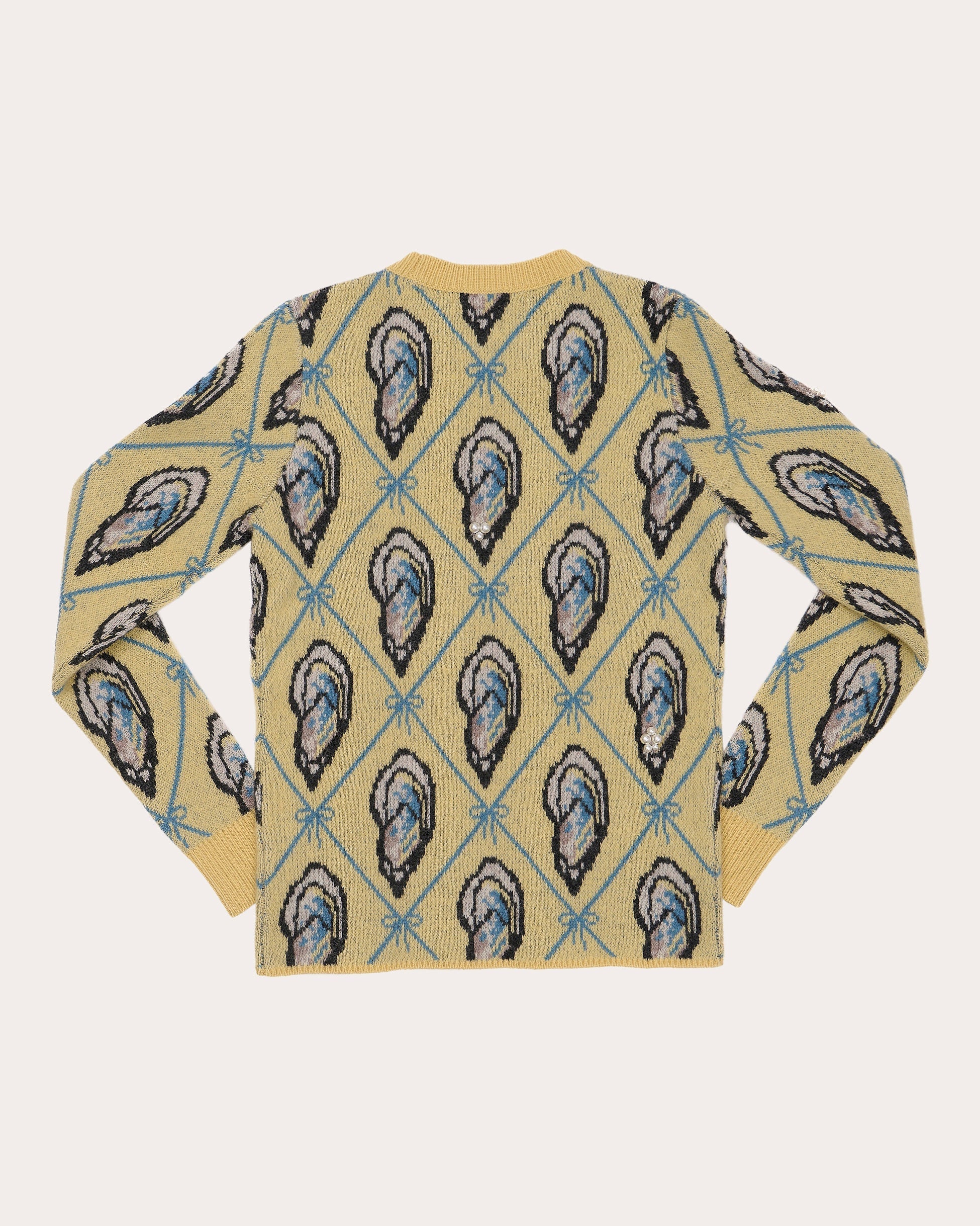 Oyster Embellished Jacquard-Knit Wool Sweater