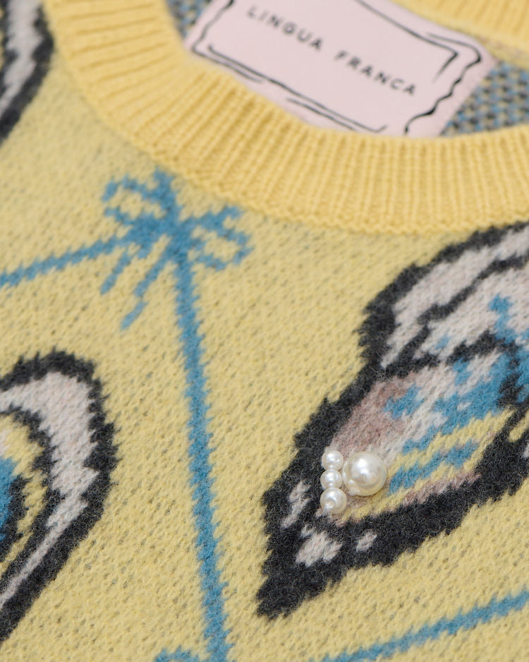 Oyster Embellished Jacquard-Knit Wool Sweater