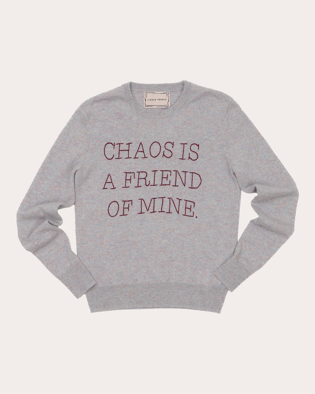 "Chaos Is A Friend Of Mine" Embroidered Cashmere Sweater