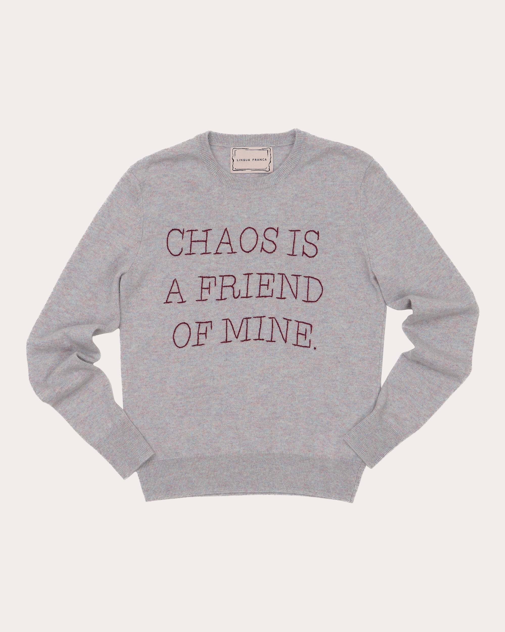 "Chaos Is A Friend Of Mine" Embroidered Cashmere Sweater