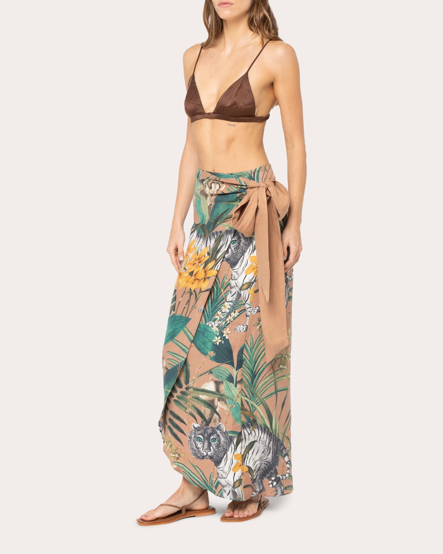 Serengeti Printed Linen Blend Wrap Skirt