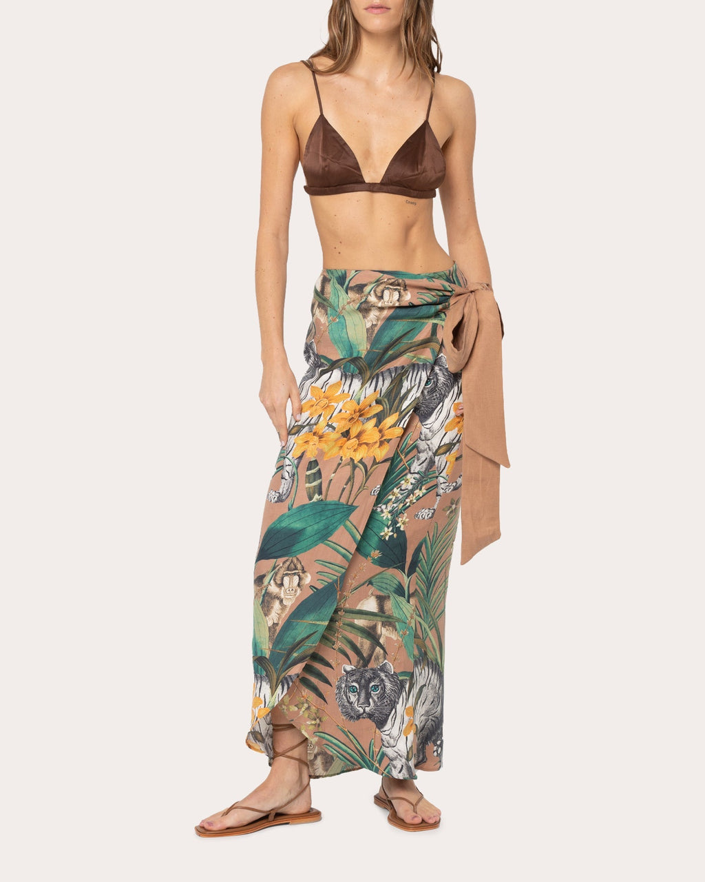 Serengeti Printed Linen Blend Wrap Skirt