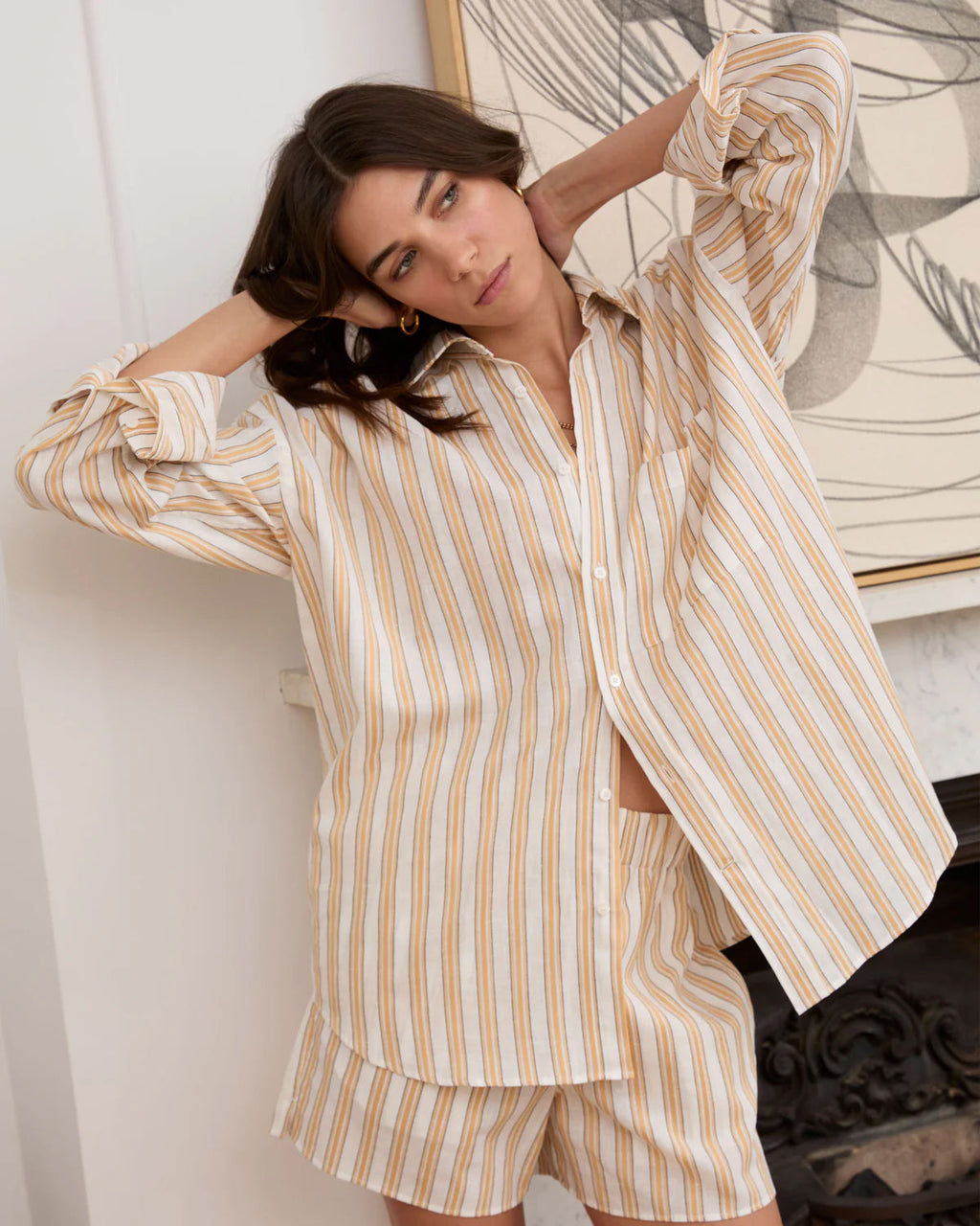 The Weekend Striped Linen-Blend Button-Up Shirt