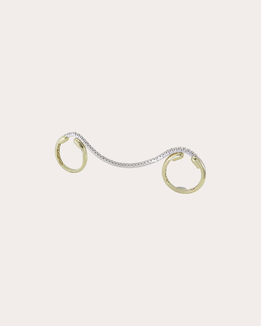 Tube 14K Gold Diamond Double Ring Set