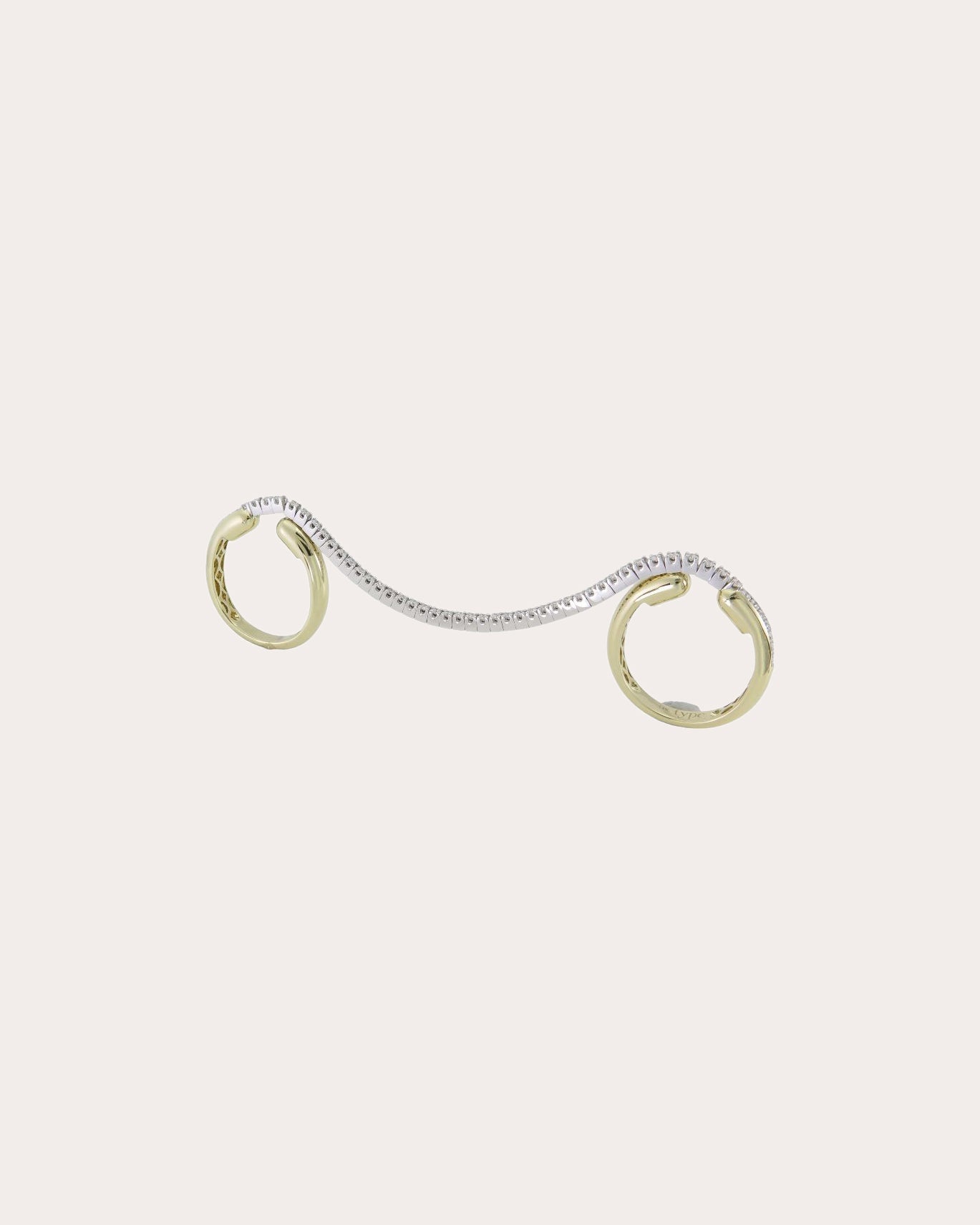 Tube 14K Gold Diamond Double Ring Set