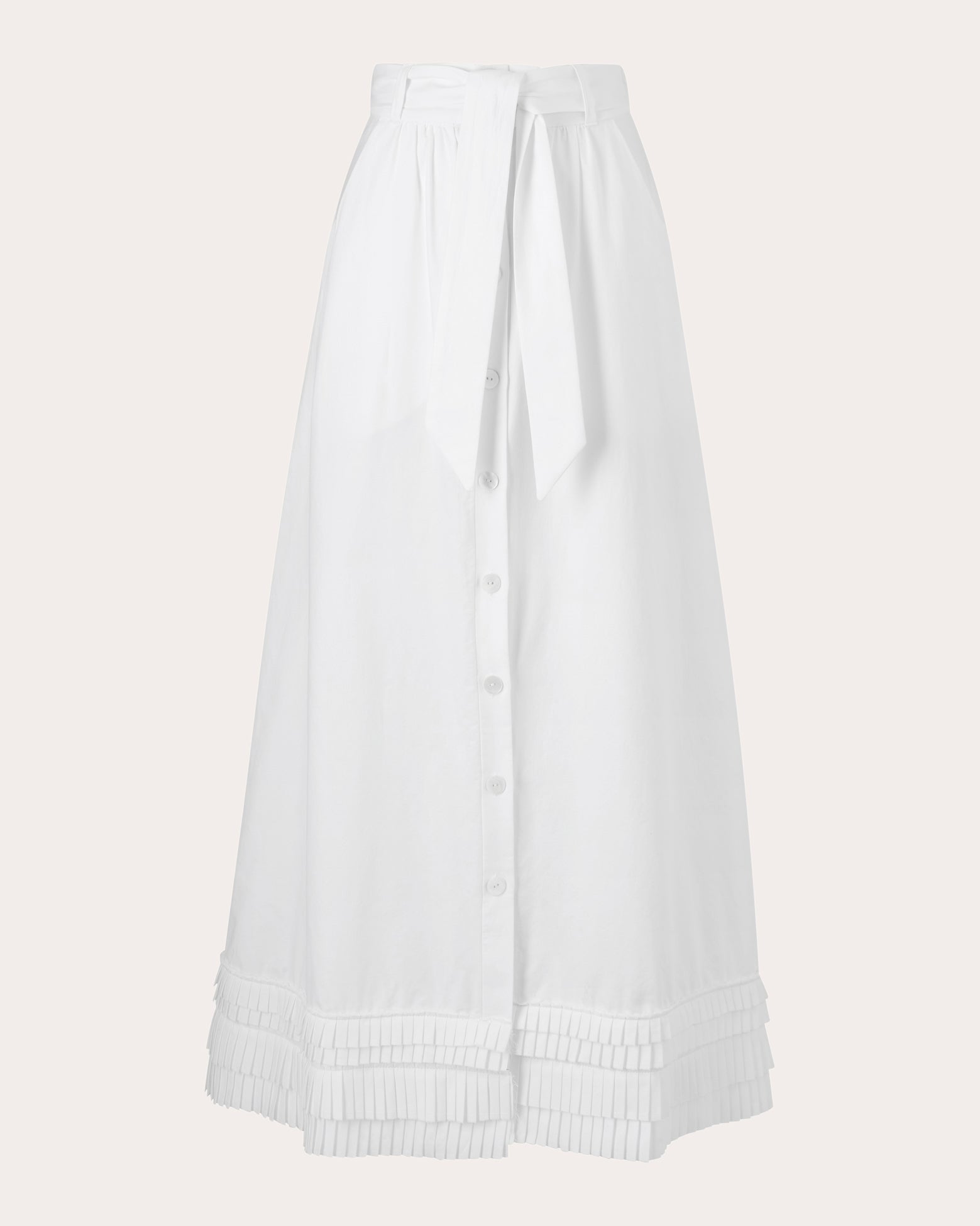 Mimma Pleated-Hem Cotton-Poplin Maxi Skirt