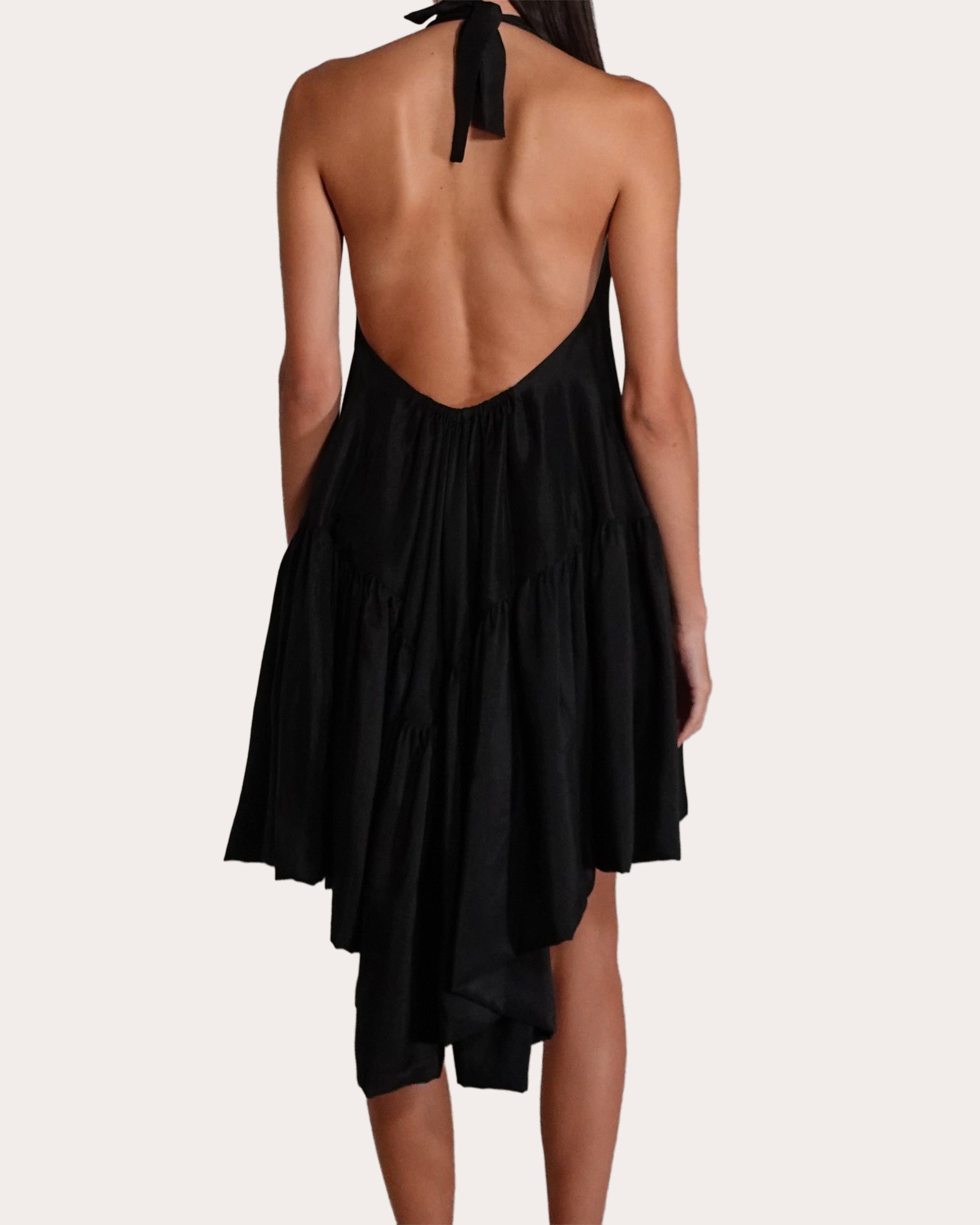 Winston Tiered Halterneck Silk Mini Dress