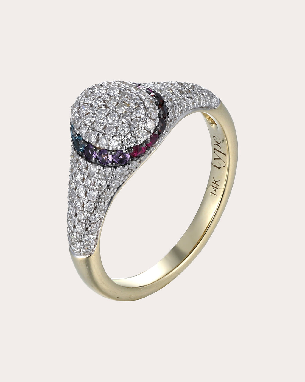 Mini 6th Orbit 14K Gold Multi-Stone Signet Ring