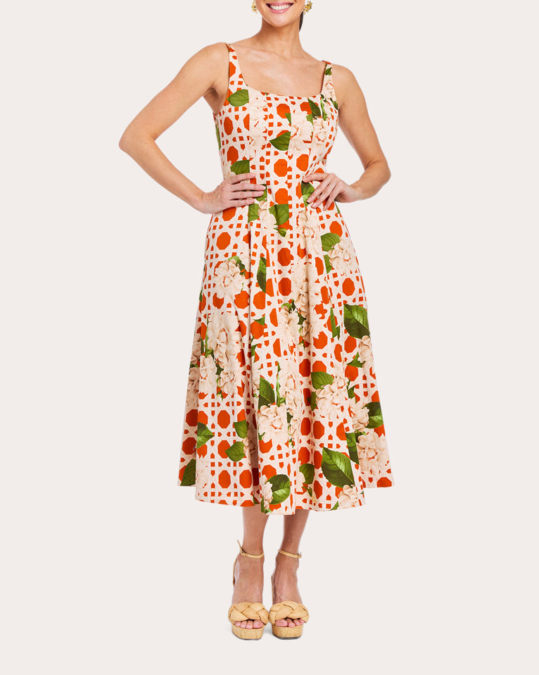 Yvette Floral Cotton Reversible Midi Dress