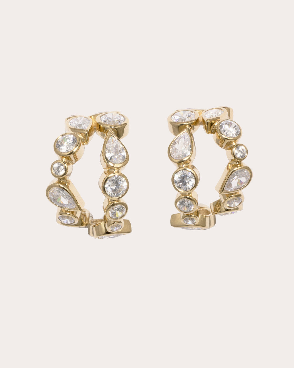 Likes Peas in a Pod IV 14K Gold-Plated Silver and Cubic Zirconia Hoop Earrings