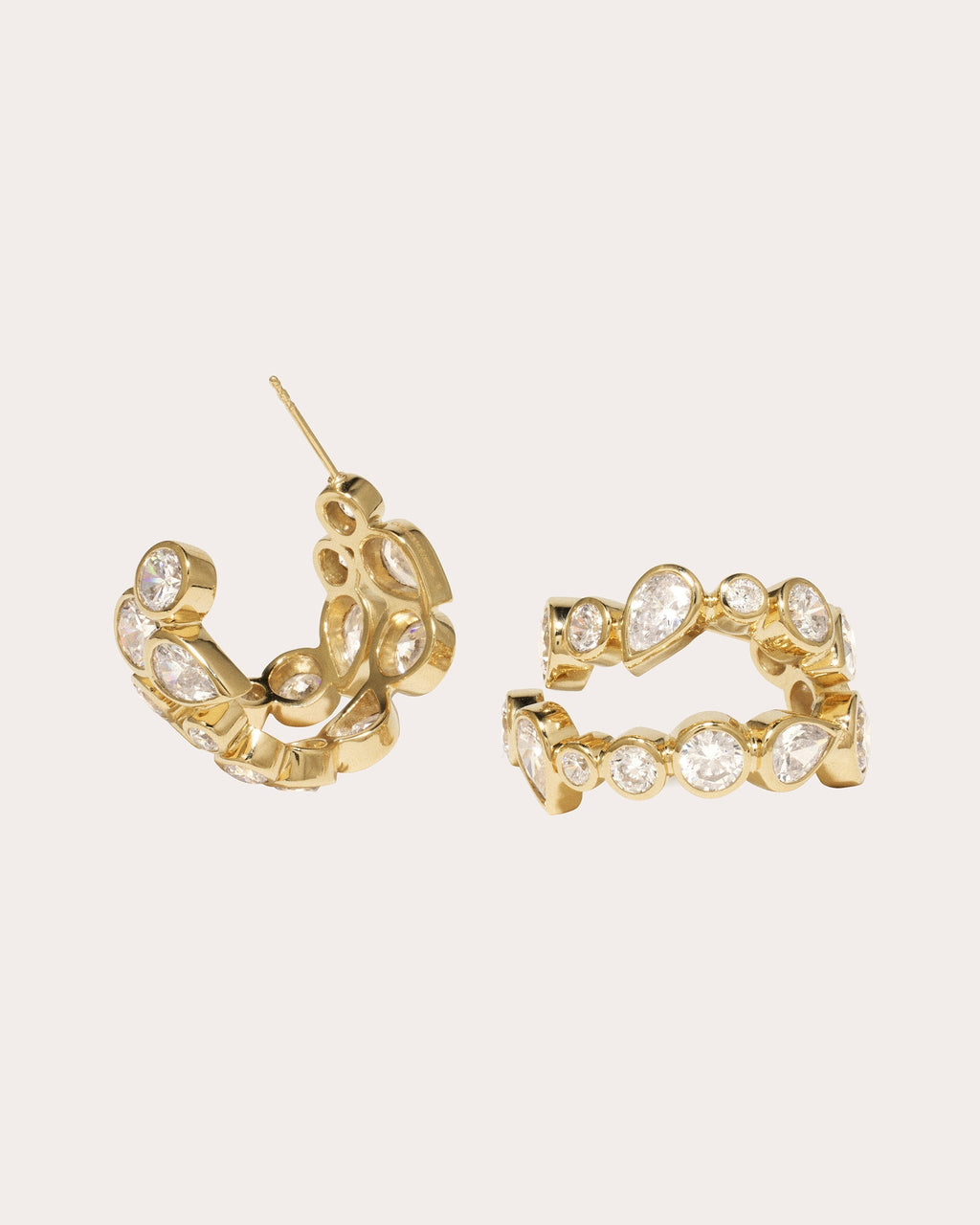 Likes Peas in a Pod IV 14K Gold-Plated Silver and Cubic Zirconia Hoop Earrings