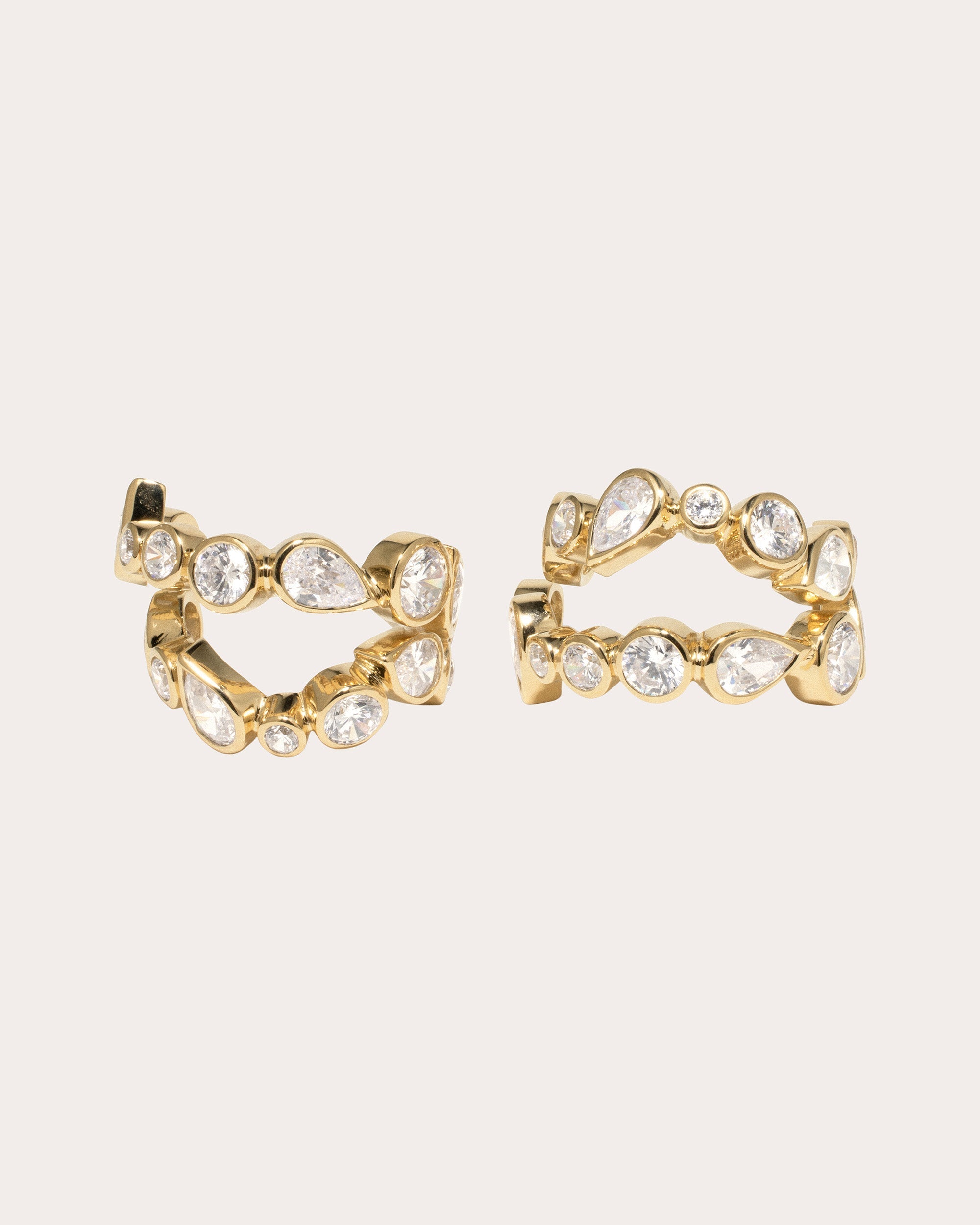 Likes Peas in a Pod IV 14K Gold-Plated Silver and Cubic Zirconia Hoop Earrings