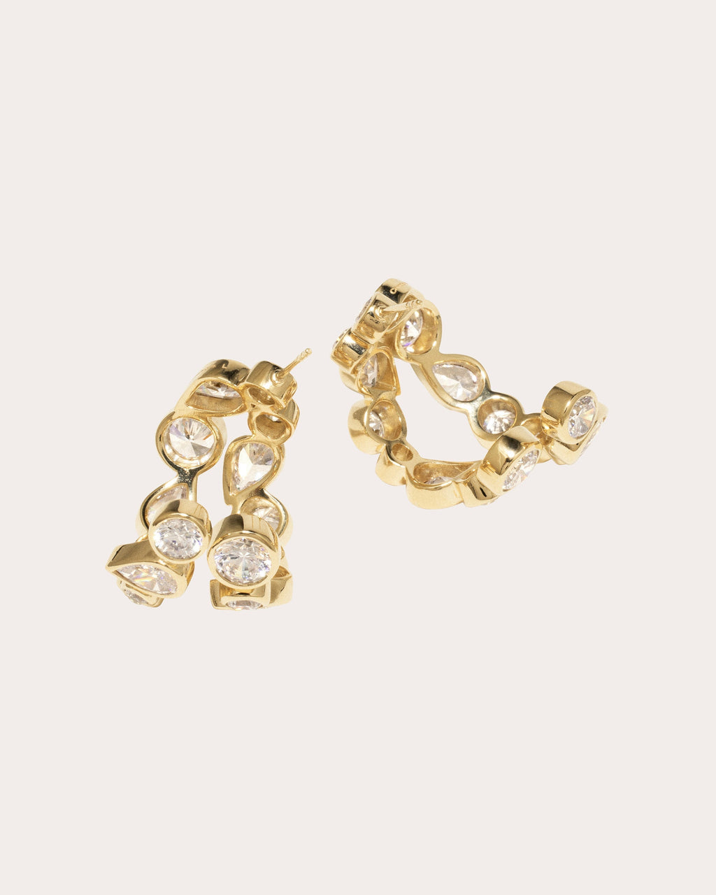 Likes Peas in a Pod IV 14K Gold-Plated Silver and Cubic Zirconia Hoop Earrings