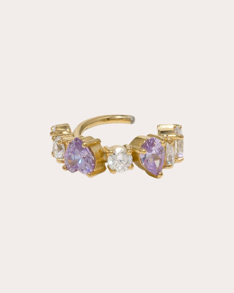 14K Gold-Plated Silver and Cubic Zirconia Single Ear Cuff