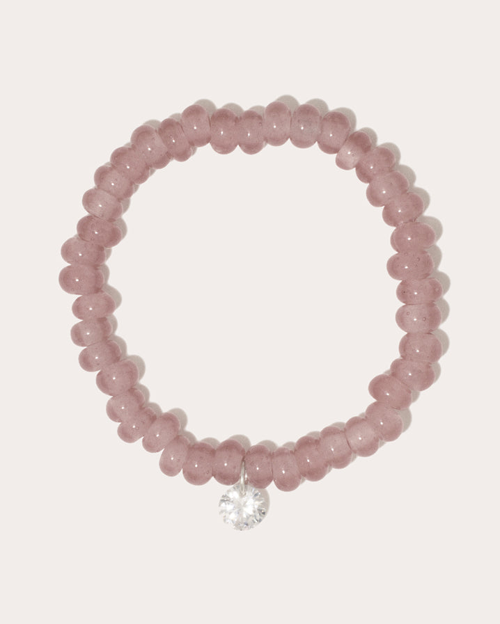 Pink Glass Bead & Cubic Zirconia Bracelet