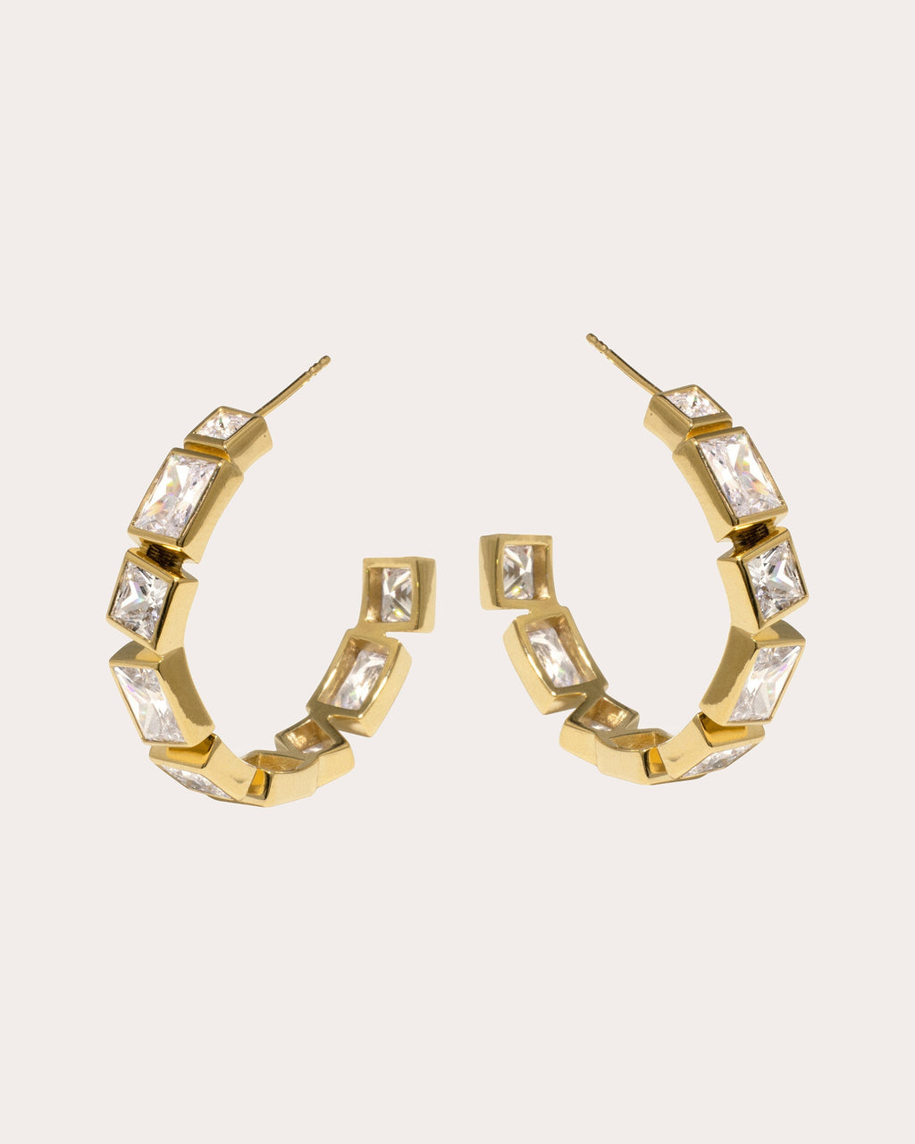 Cubic Zirconia Quadrilateral Hoop Earrings