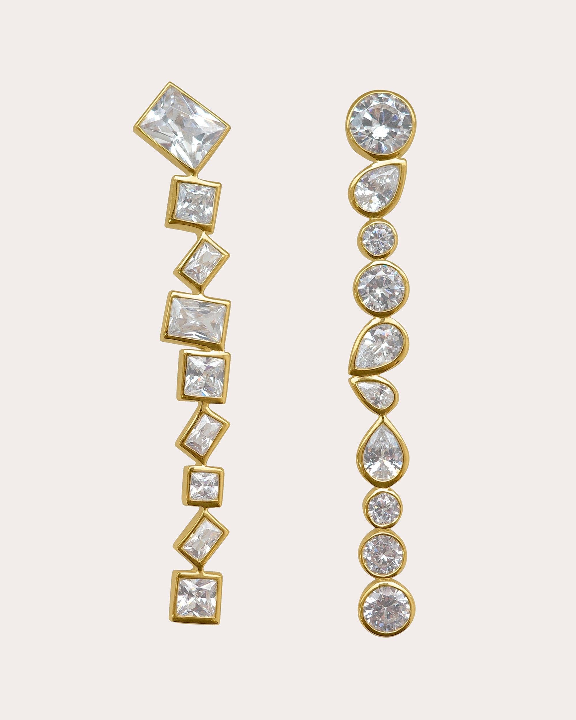 The Pull of Two Gravitational Forces 18K Gold-Plated Silver and Cubic Zirconia Earrings