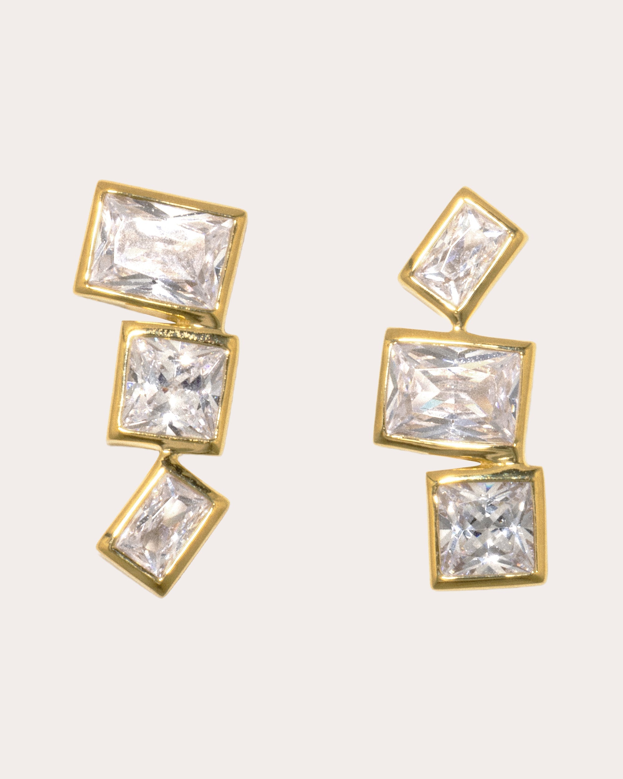 How to Get a Low Score at Tetris 18K Gold-Plated Silver and Cubic Zirconia Earrings