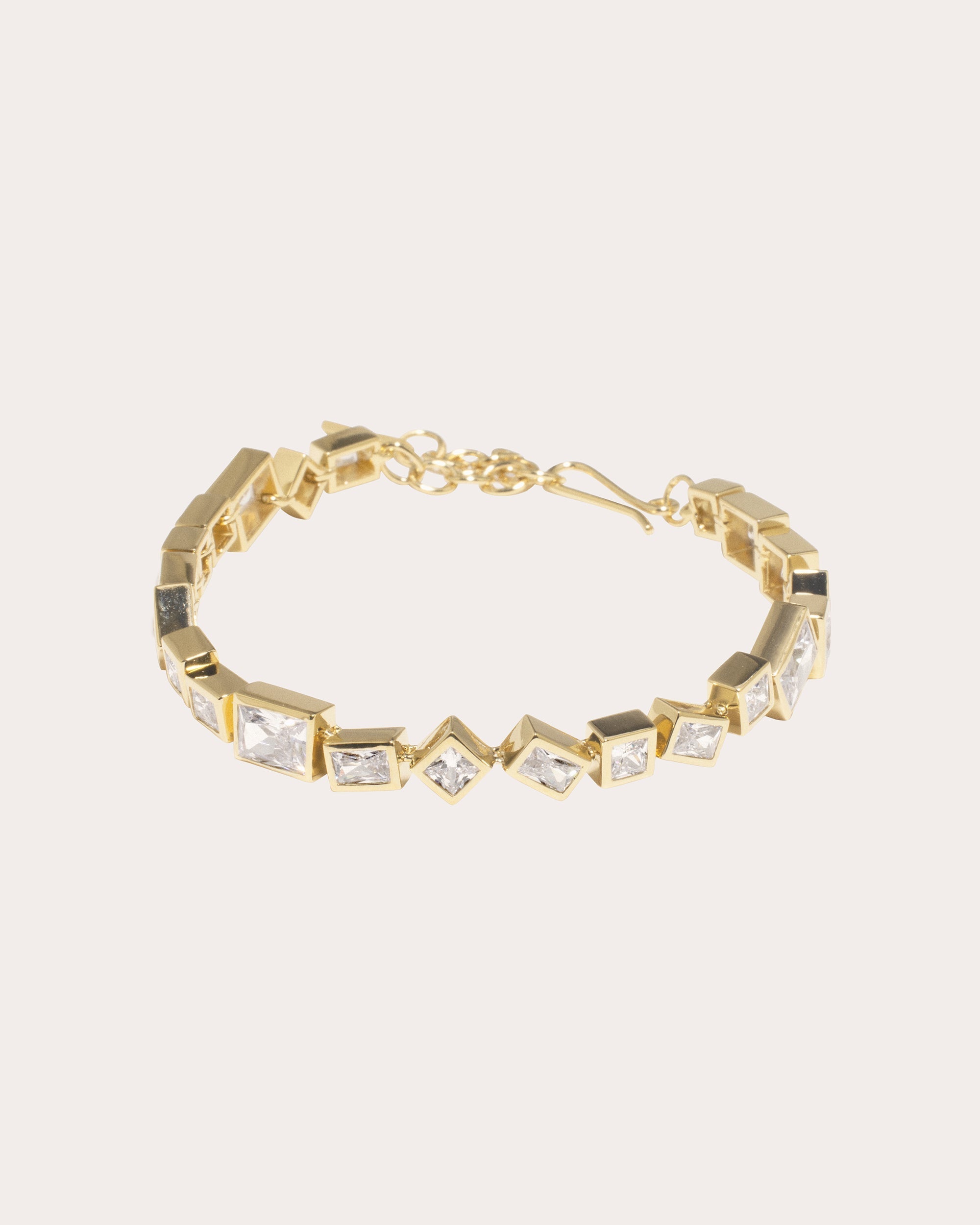 Quadrilateral 18K Gold-Plated Silver and Cubic Zirconia Bracelet