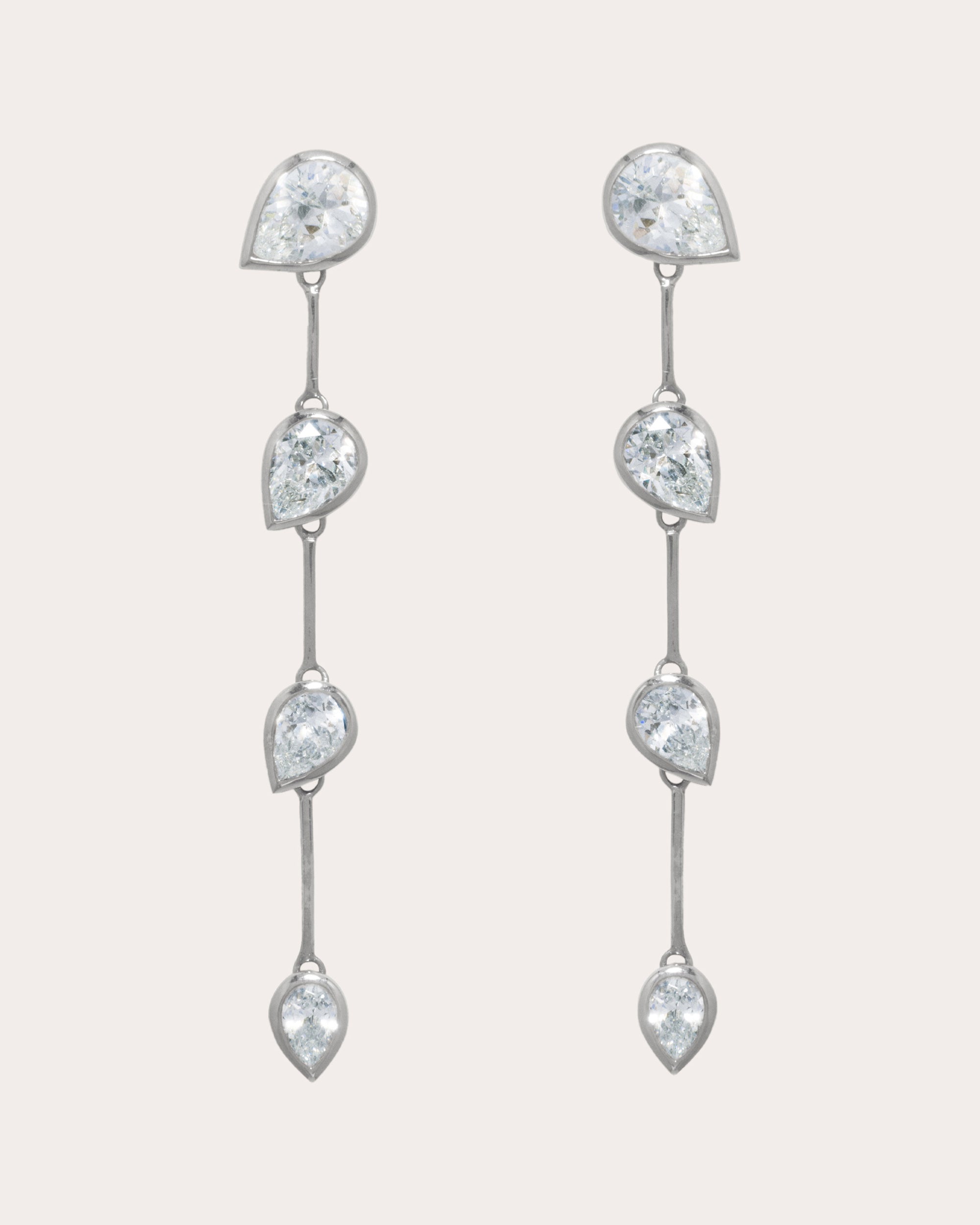 Rhodium-Plated Silver and Cubic Zirconia Earrings