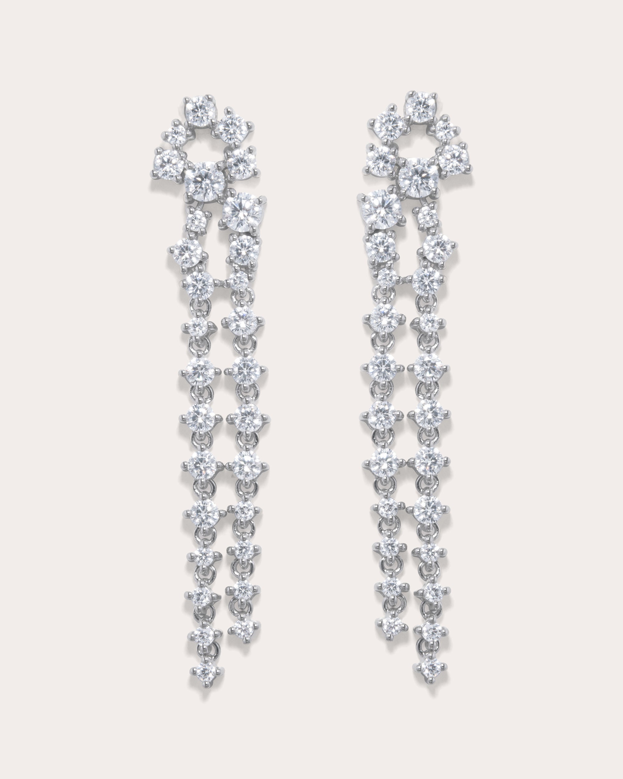 Rhodium-Plated Sterling Silver Cubic Zirconia Earrings