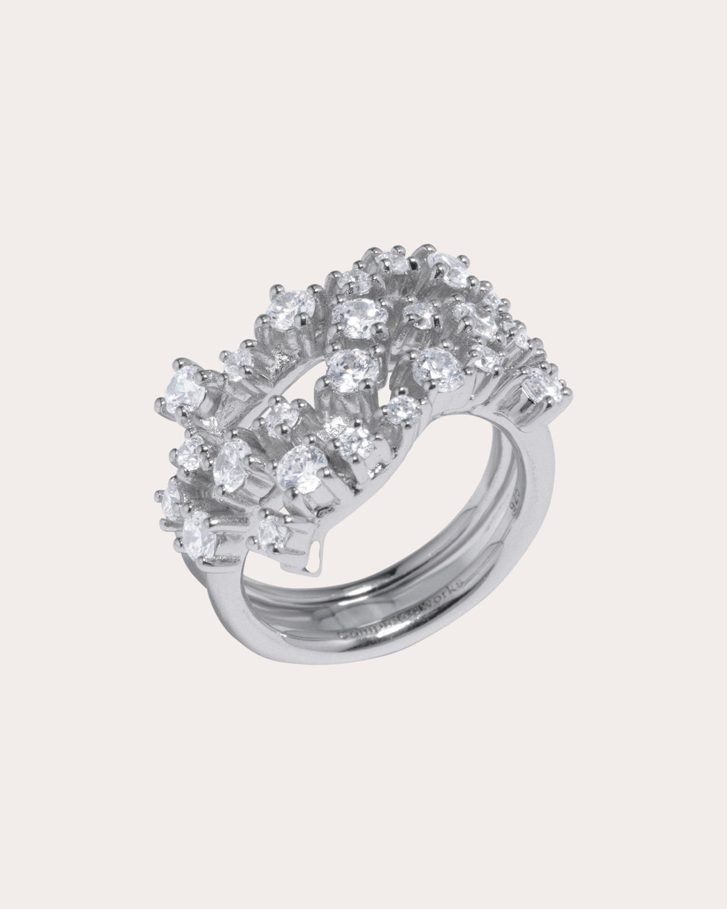 Rhodium-Plated Silver Cubic Zirconia Ring