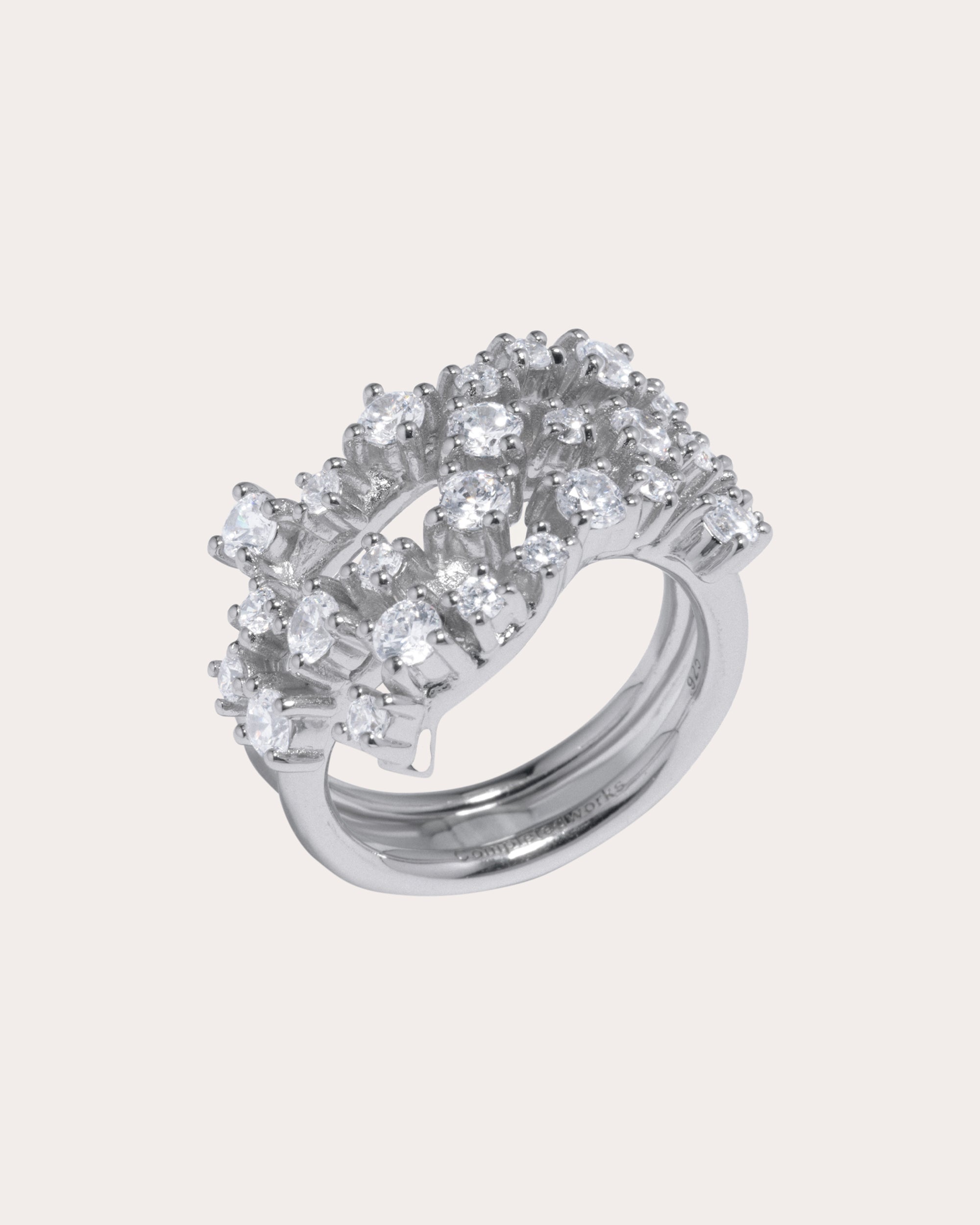 Rhodium-Plated Silver Cubic Zirconia Ring
