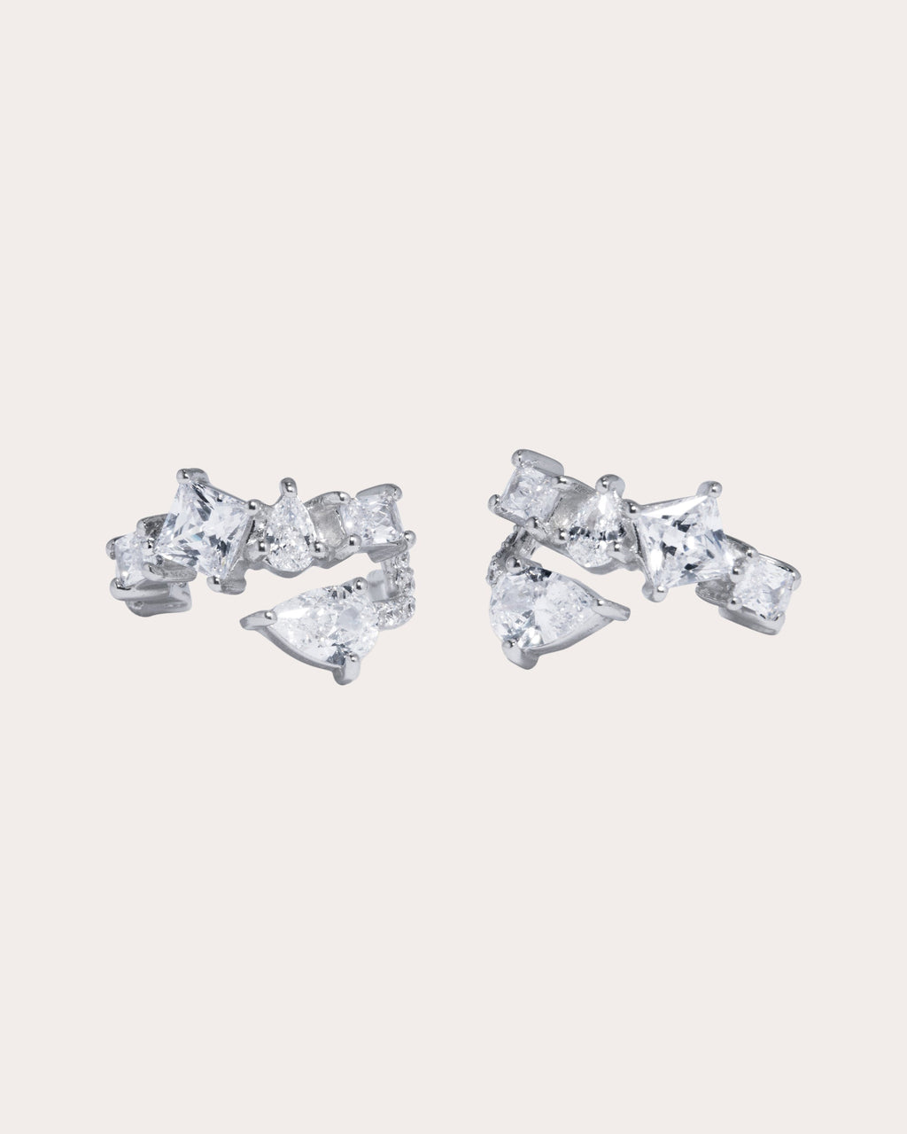 Rhodium-Plated Silver Cubic Zirconia Earrings