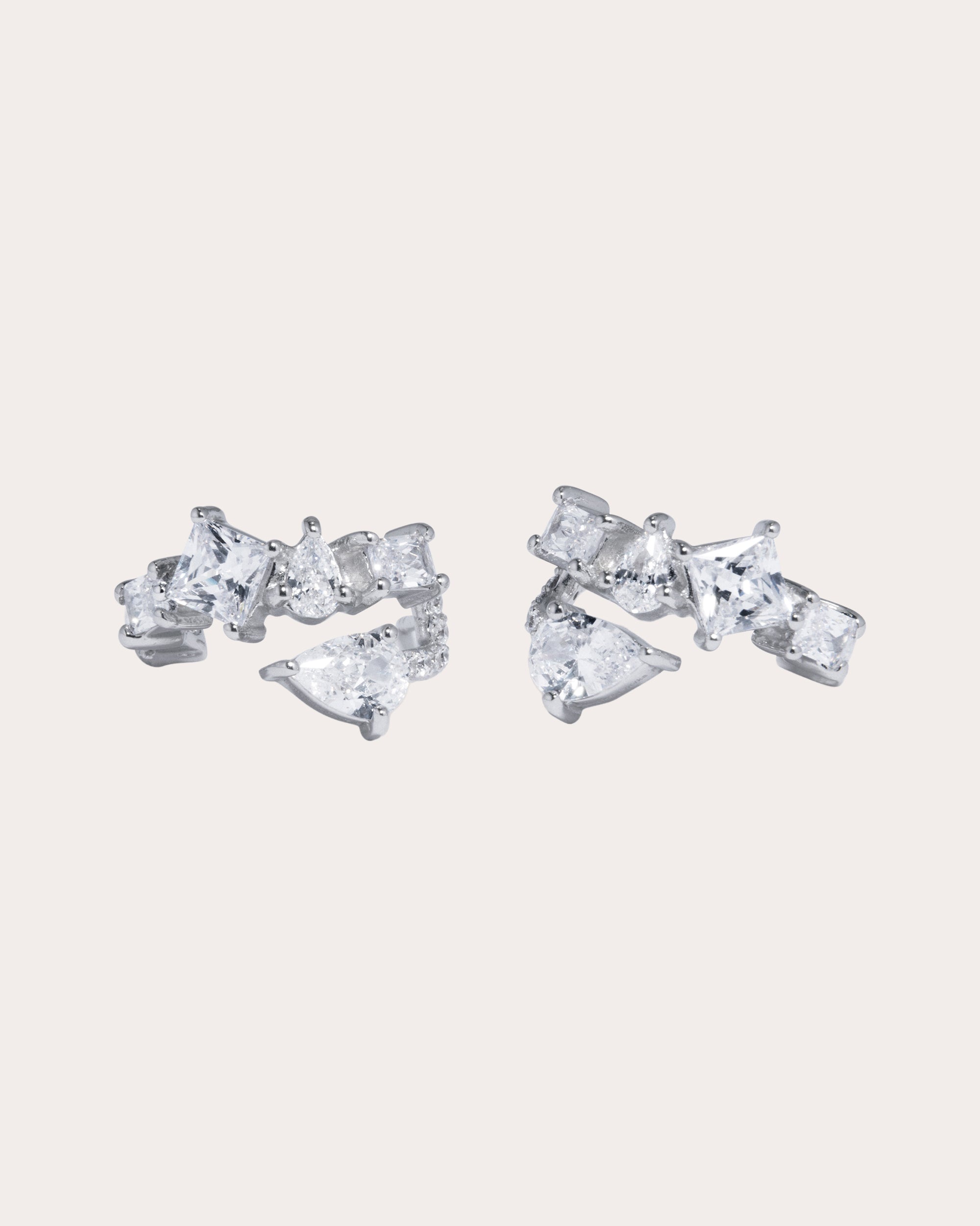 Rhodium-Plated Silver Cubic Zirconia Earrings