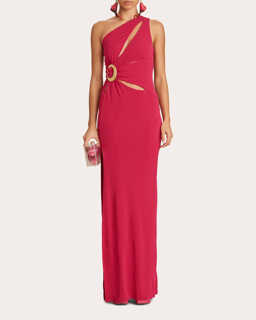 Zinnia Ruched Cutout Jersey Gown