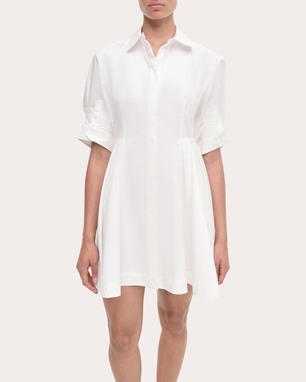 Jazzie Pleated Cotton Poplin Mini Shirt Dress