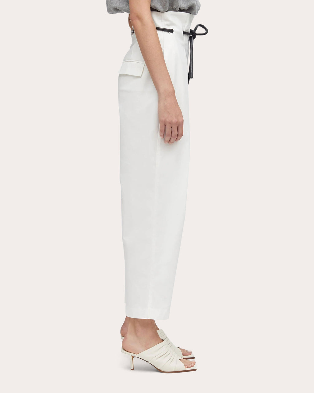 Pleated Stretch-Cotton Paperbag Waist Pants