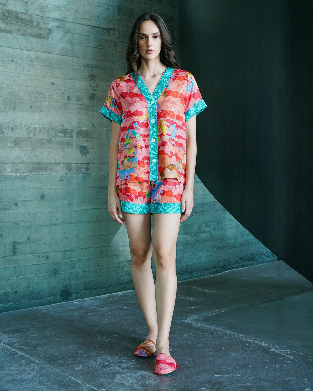 Sumi Niwa Silk Short-Sleeve Pajama Set