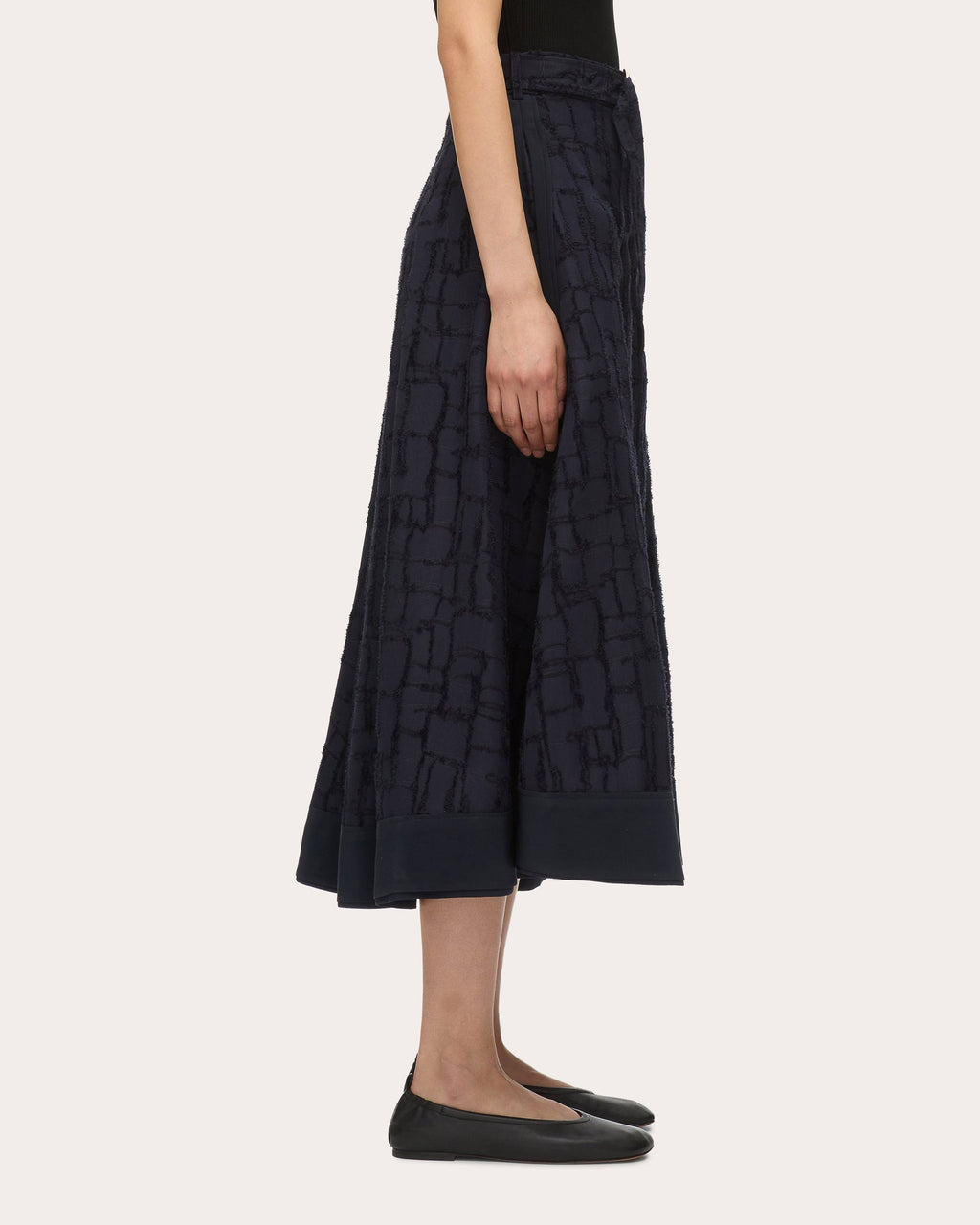 Pleated Fil-Coupé Midi Skirt