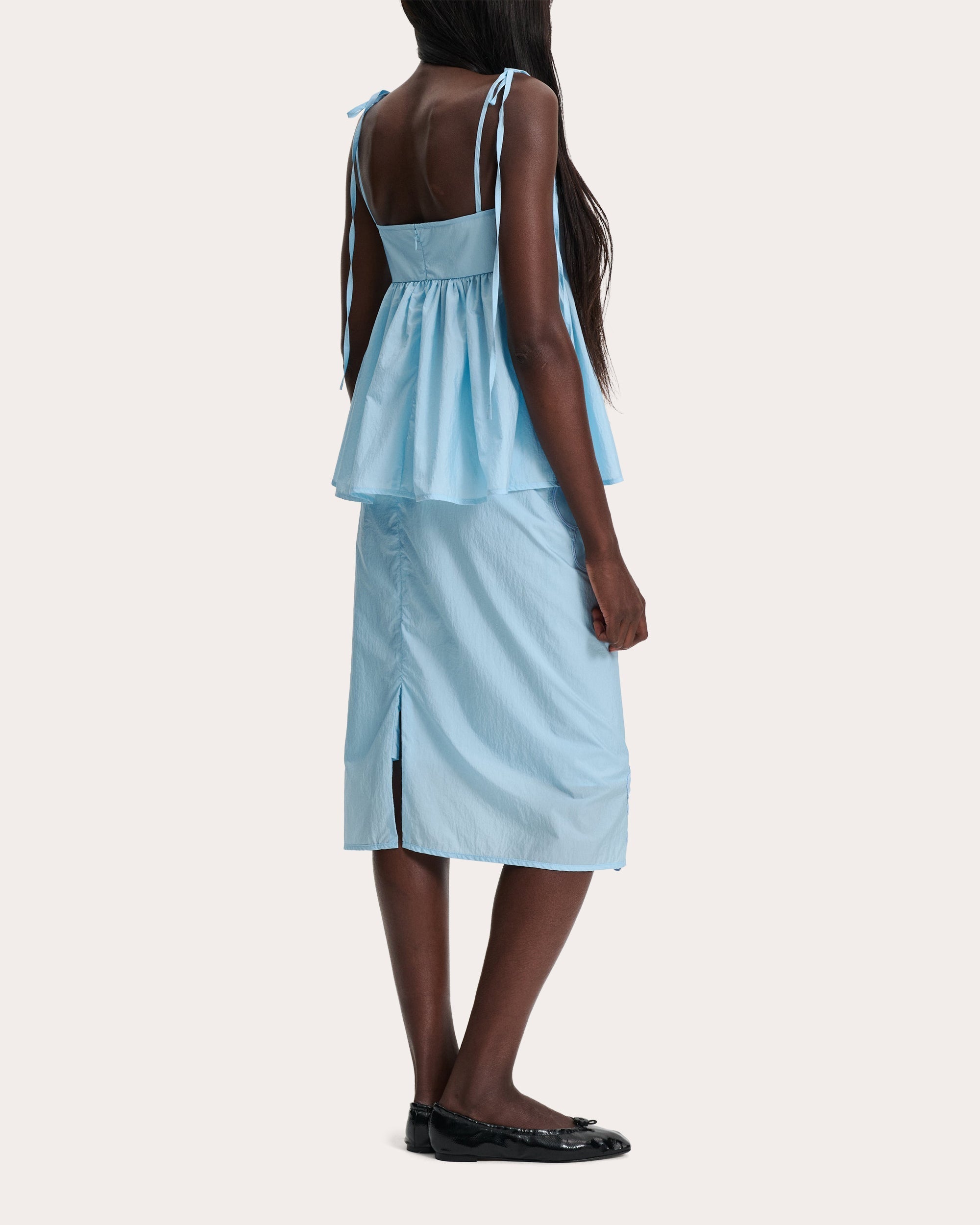 Alora Gathered Taffeta Peplum Bustier Top