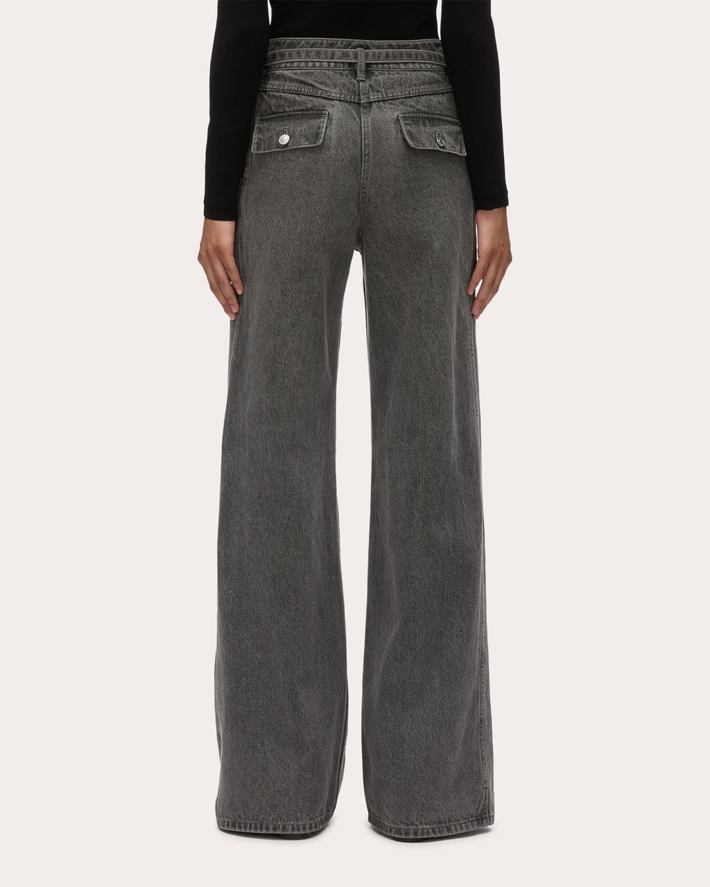 Belted Acid-Washed Wide-Leg Cargo Jeans