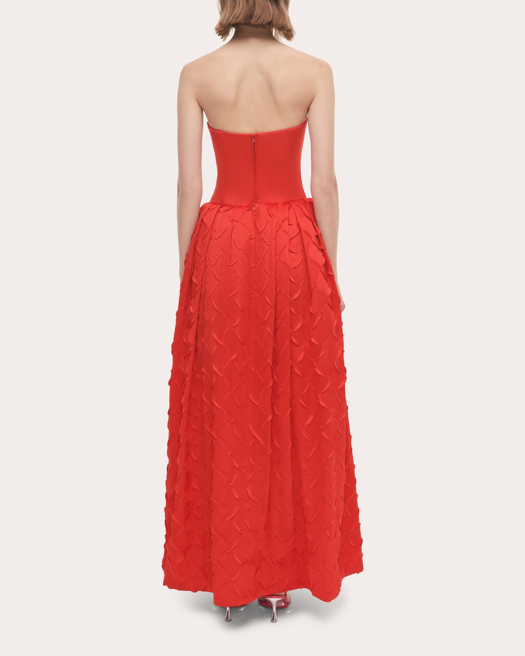 Azriel Pleated Bustier Strapless Gown