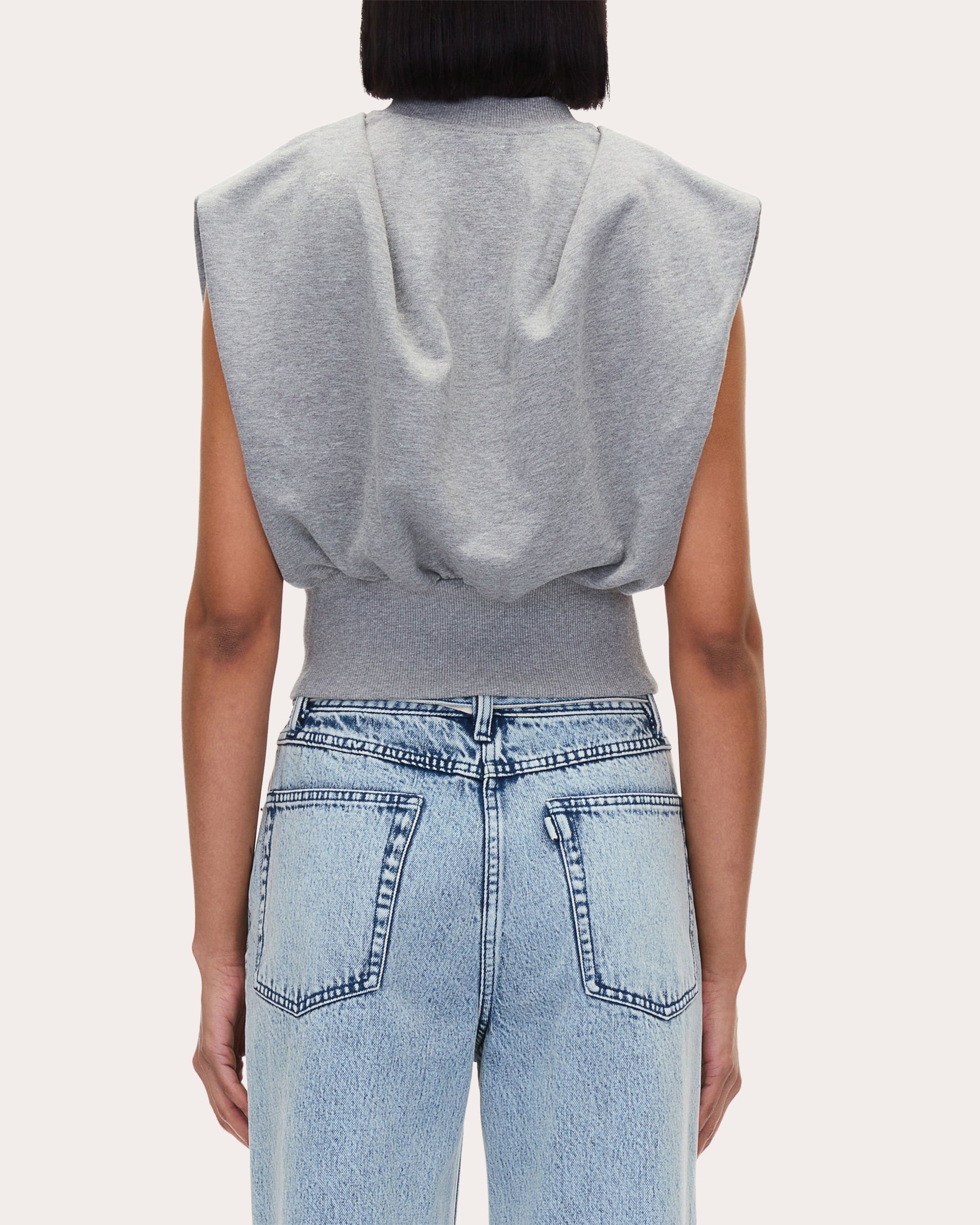 Gathered French Terry Knit Sleeveless Top