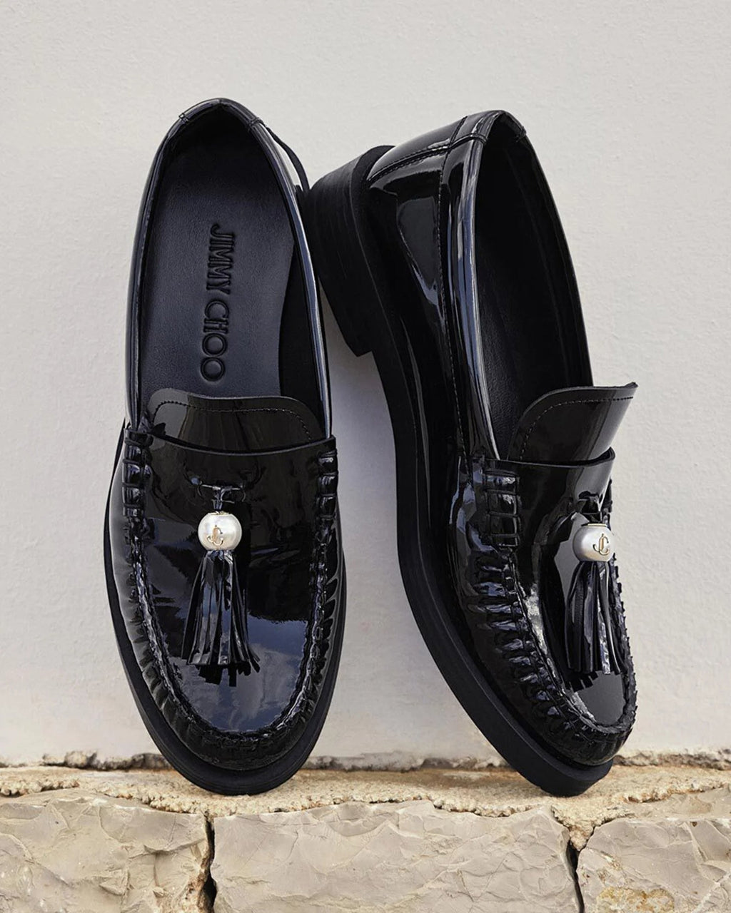 Addie Embellished Tasseled Patent-Leather Loafer