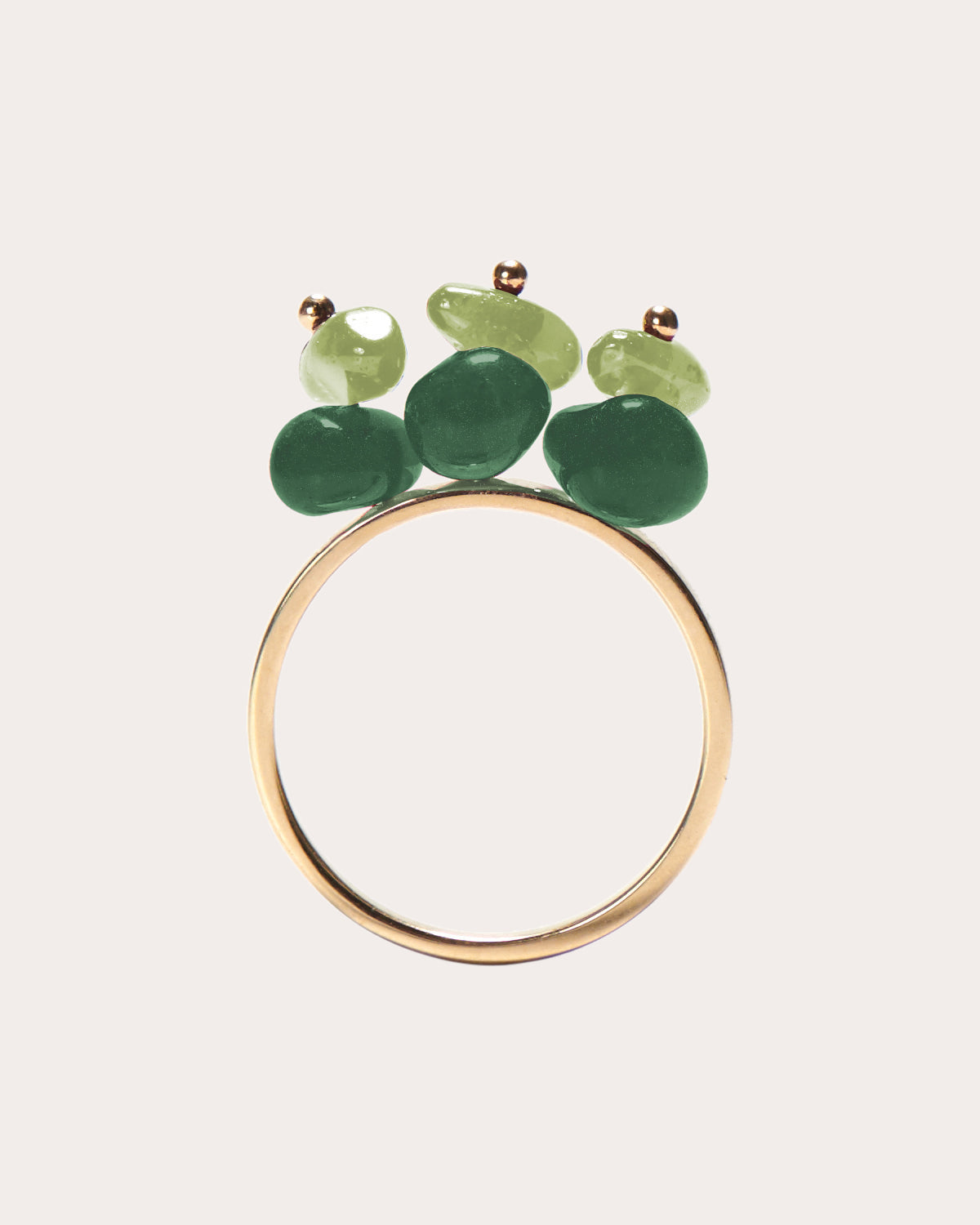 Gummy 18K Gold Peridot and Aventurine Ring