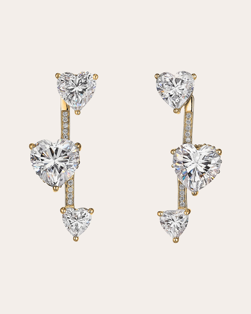 Heart Pendulum 18K Gold Vermeil Lab-Grown Diamond Convertible Earrings