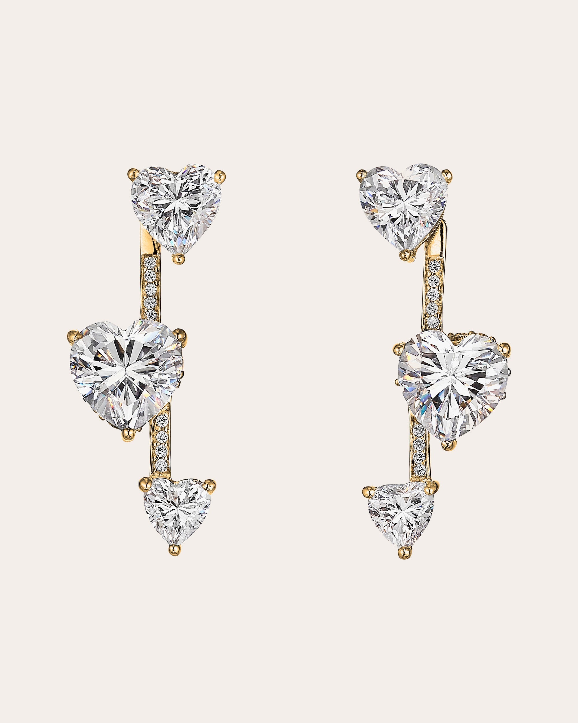 Heart Pendulum 18K Gold Vermeil Lab-Grown Diamond Convertible Earrings