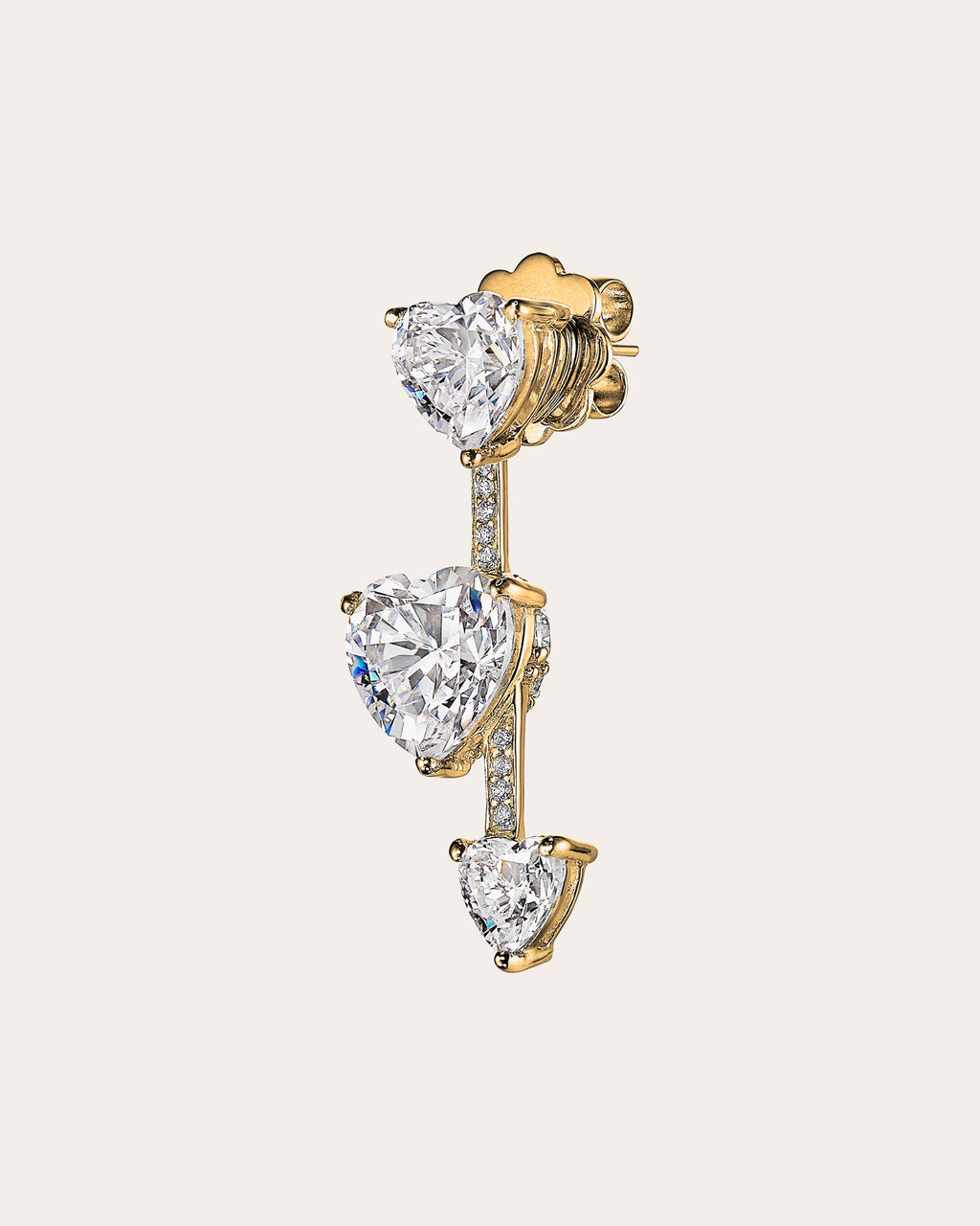 Heart Pendulum 18K Gold Vermeil Lab-Grown Diamond Convertible Earrings