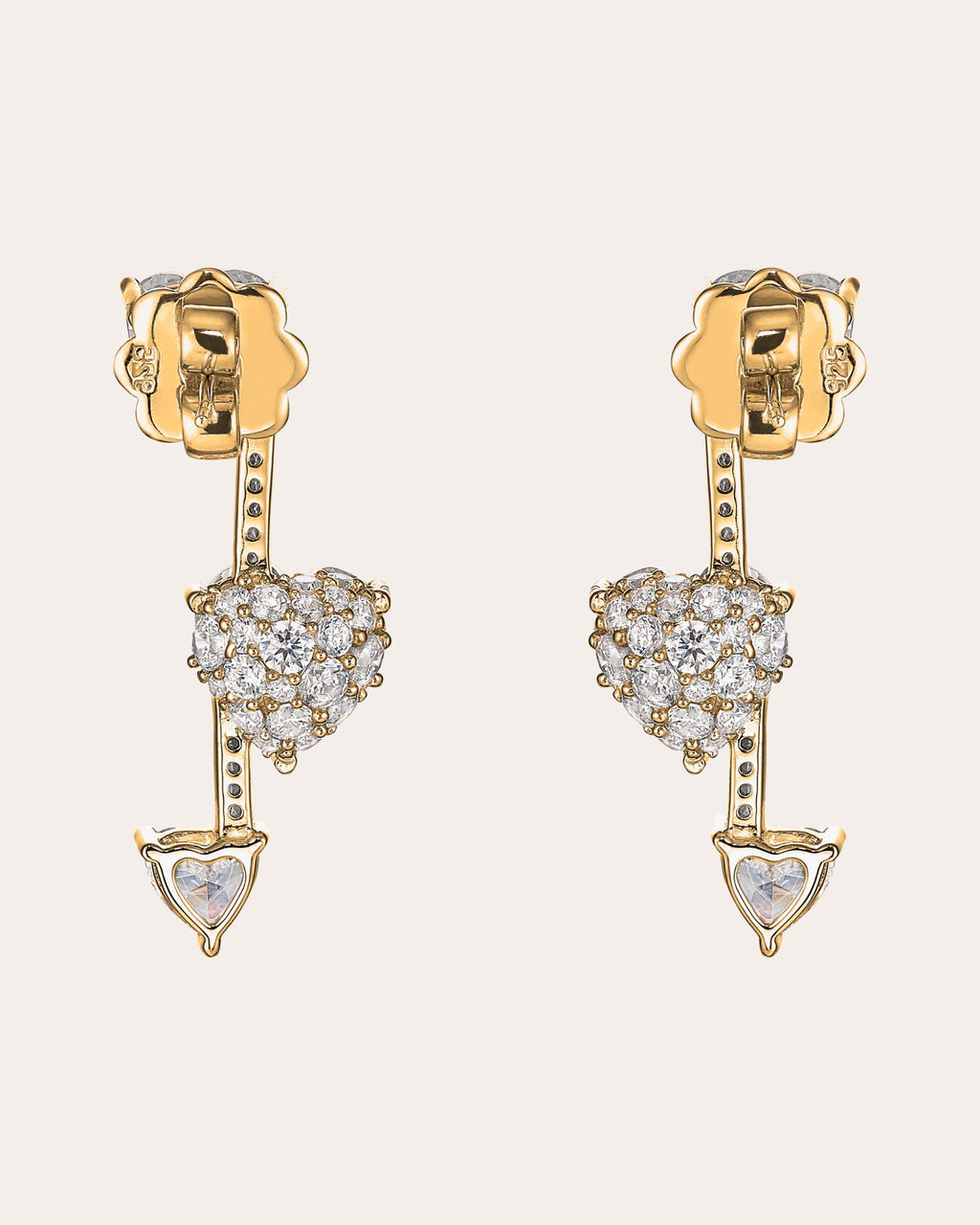 Heart Pendulum 18K Gold Vermeil Lab-Grown Diamond Convertible Earrings