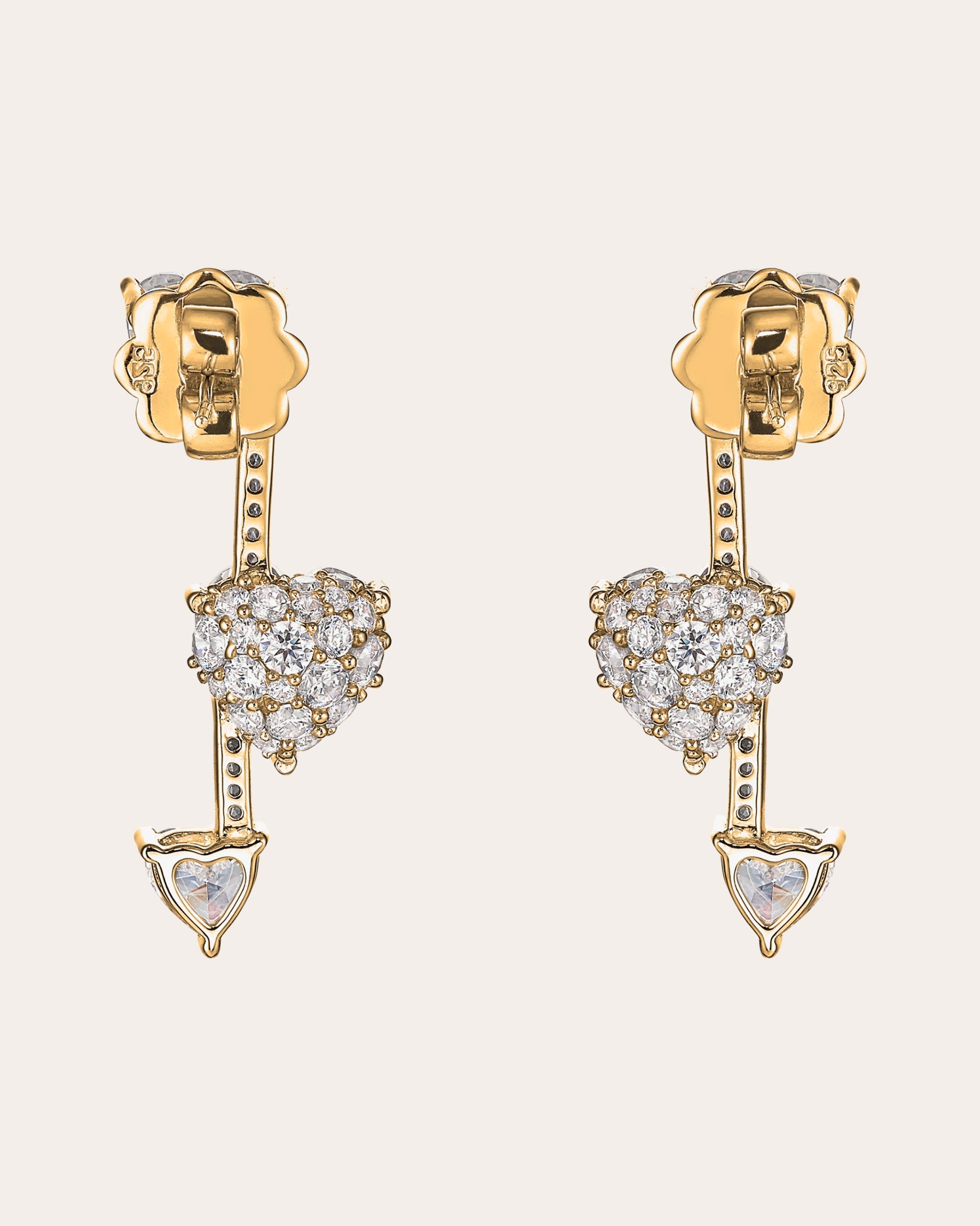 Heart Pendulum 18K Gold Vermeil Lab-Grown Diamond Convertible Earrings