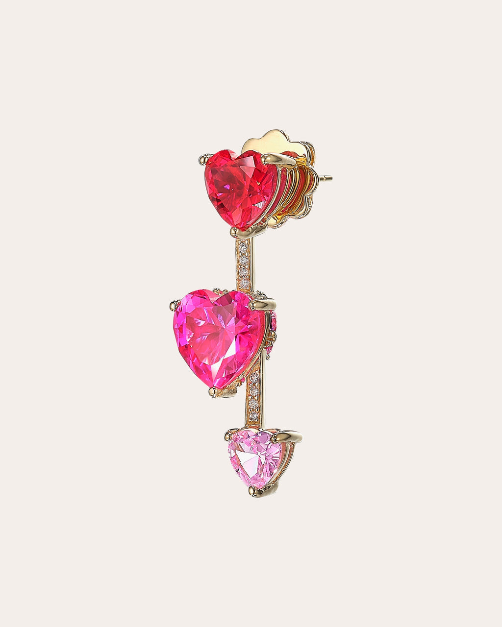 Heart Pendulum 18K Gold Vermeil Lab-Grown Multi-Stone Convertible Earrings
