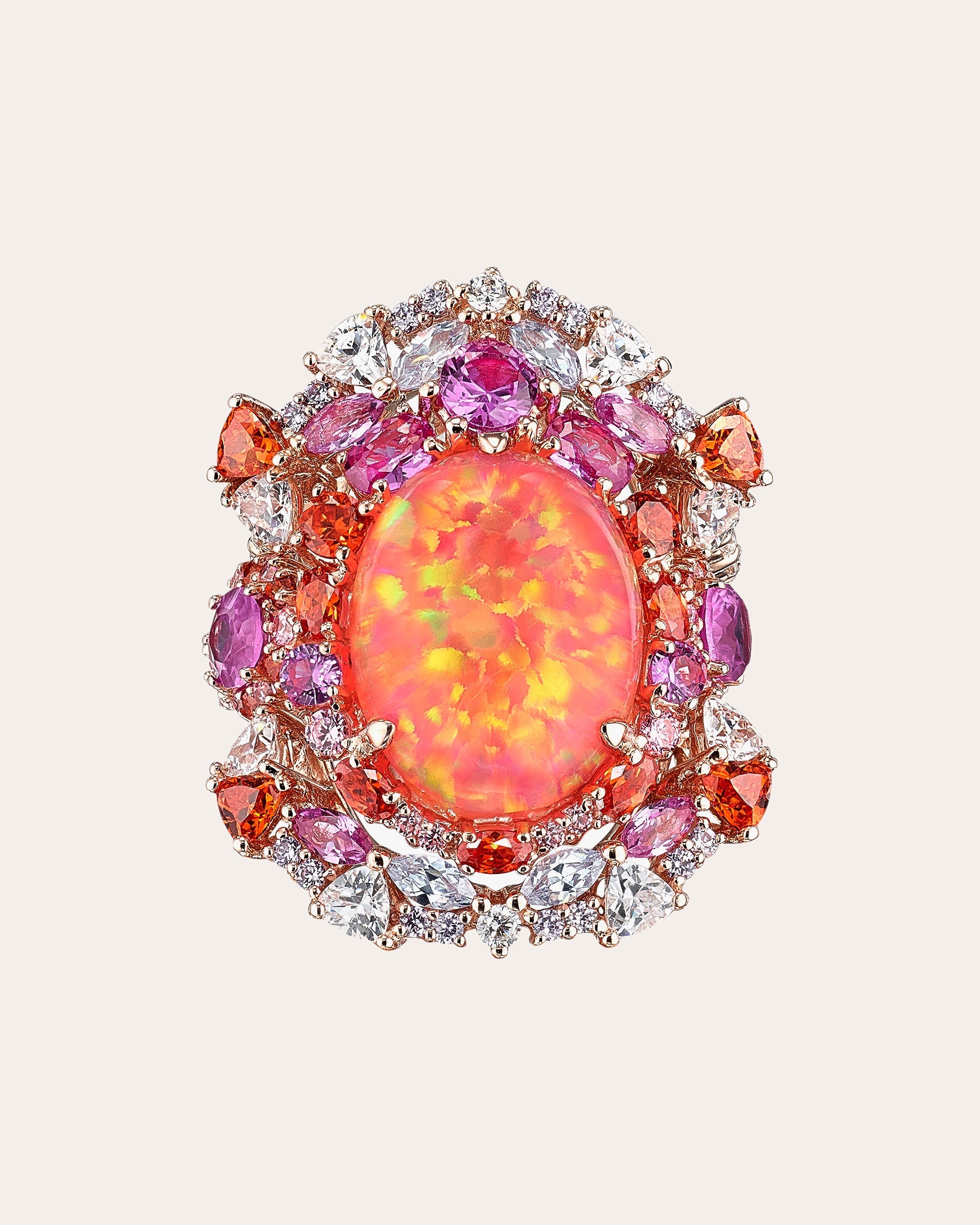 Coral Opal Ocean Ring Set