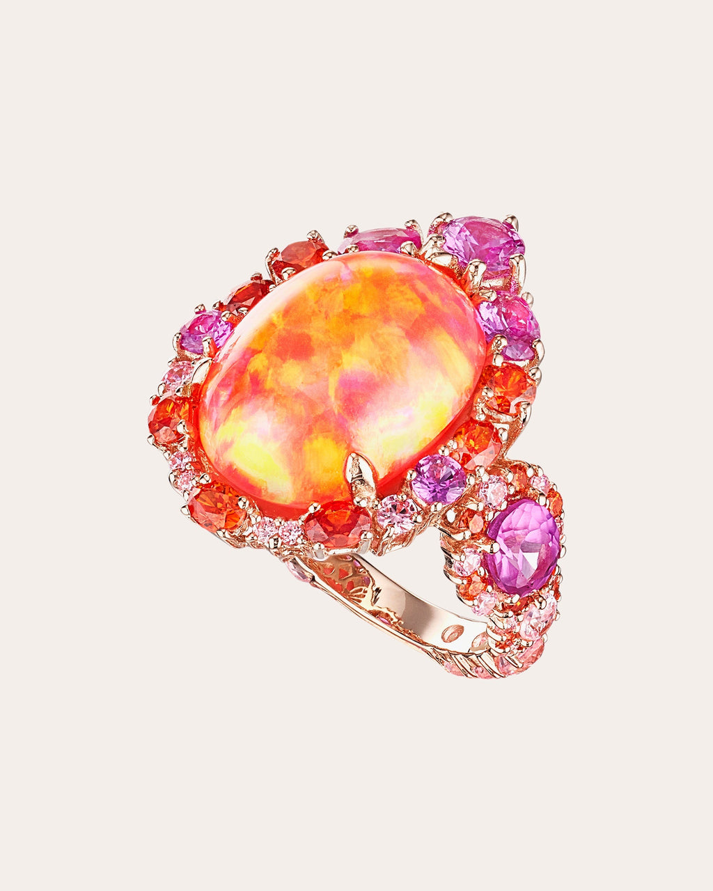 Coral Opal Ocean Ring Set