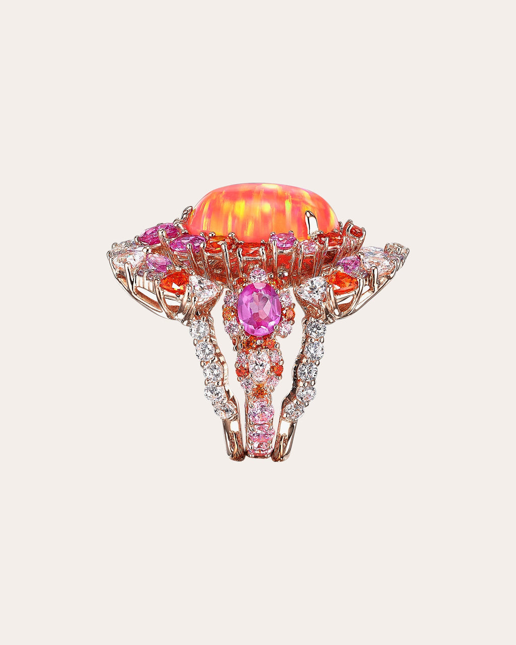 Coral Opal Ocean Ring Set