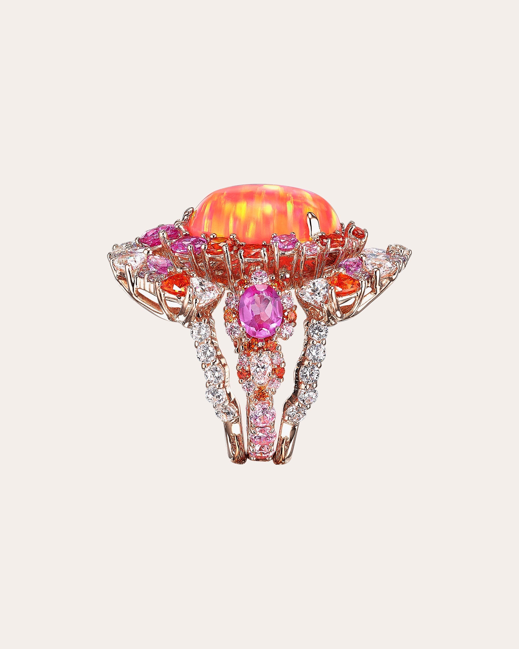 Coral Opal Ocean Ring Set